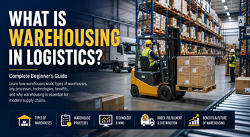 Moderni logistiikkavarasto Euroopassa: hyllyt, trukit, lavat ja työntekijät hallinnoimassa varastoa